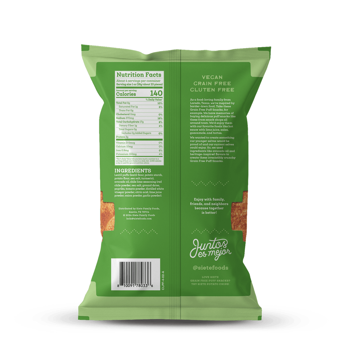 Grain Free Chile Lime Puff Snacks