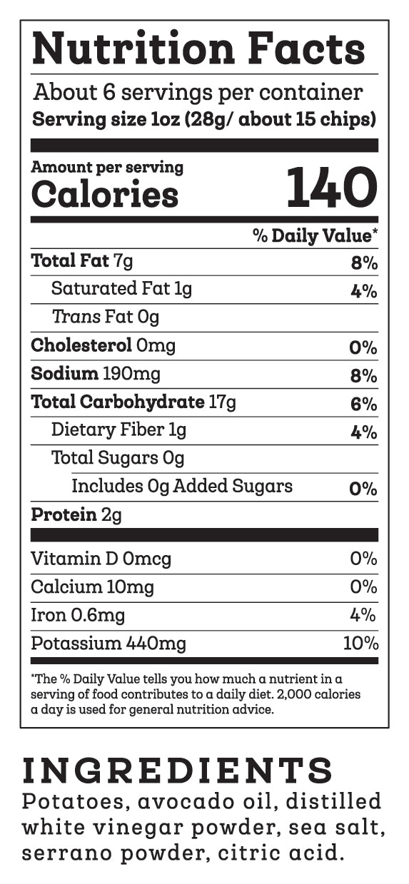 Kettle Cooked Hint of Serrano Sea Salt &amp; Vinegar Potato Chips